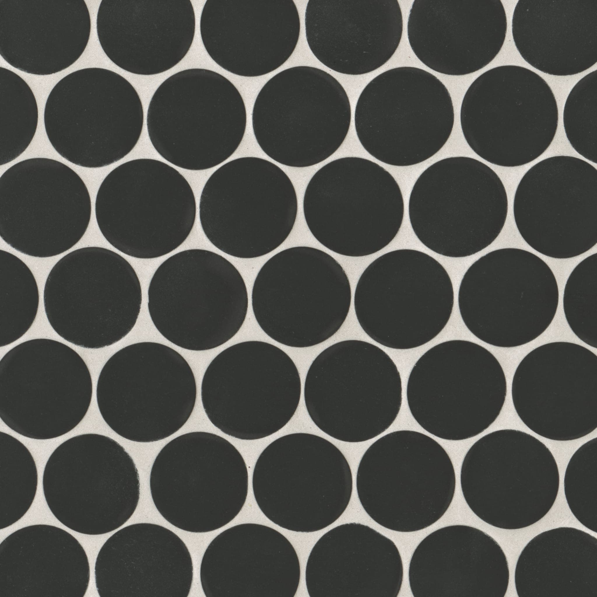 Makoto 2" Round Matte Porcelain Mosaic Tile in Kuroi Black