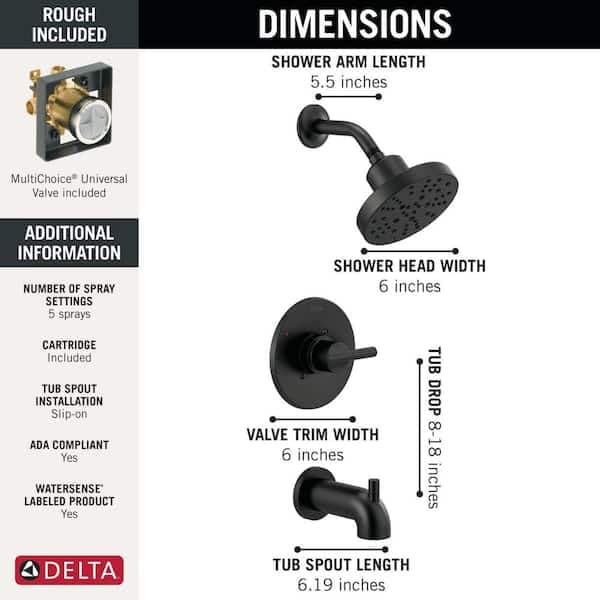 Delta Nicoli 5-Spray Tub and Shower Faucet with J-Spout 8 in. Widespread Double Handle Bathroom Faucet in Matte Black FVS2-NI0202-BL - oik6sidkievnjv2s1i4w@2x.jpg