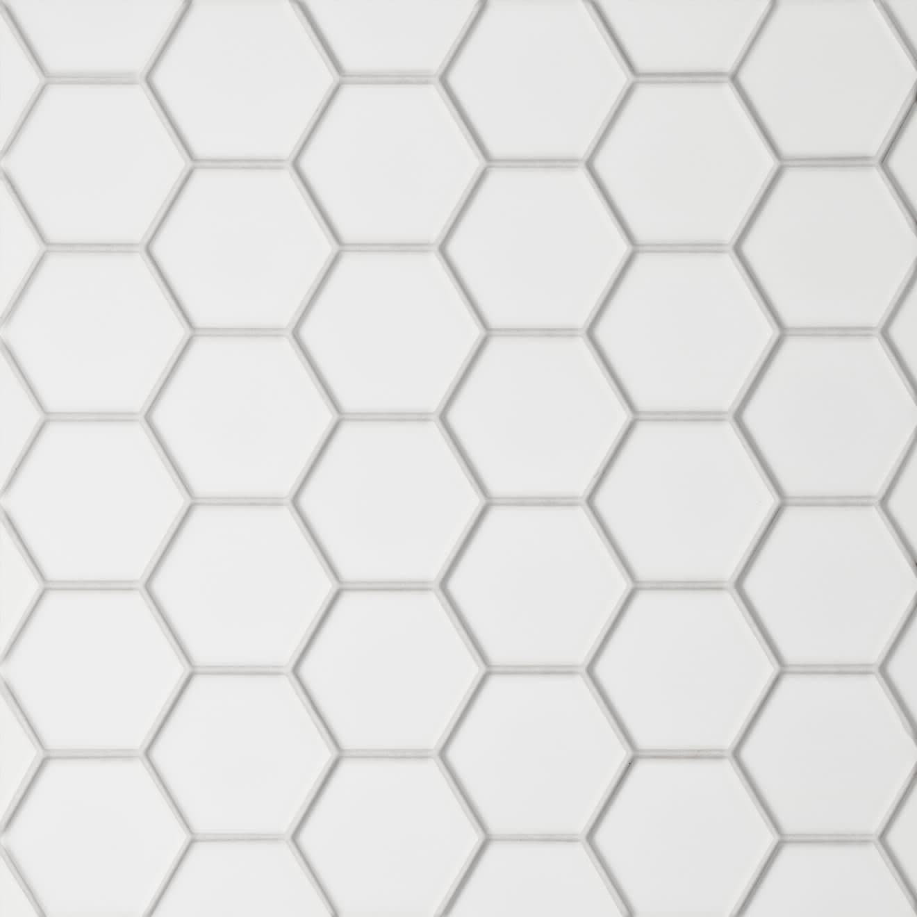 Le Cafe White 2x2 Hexagon Mosaic Matte