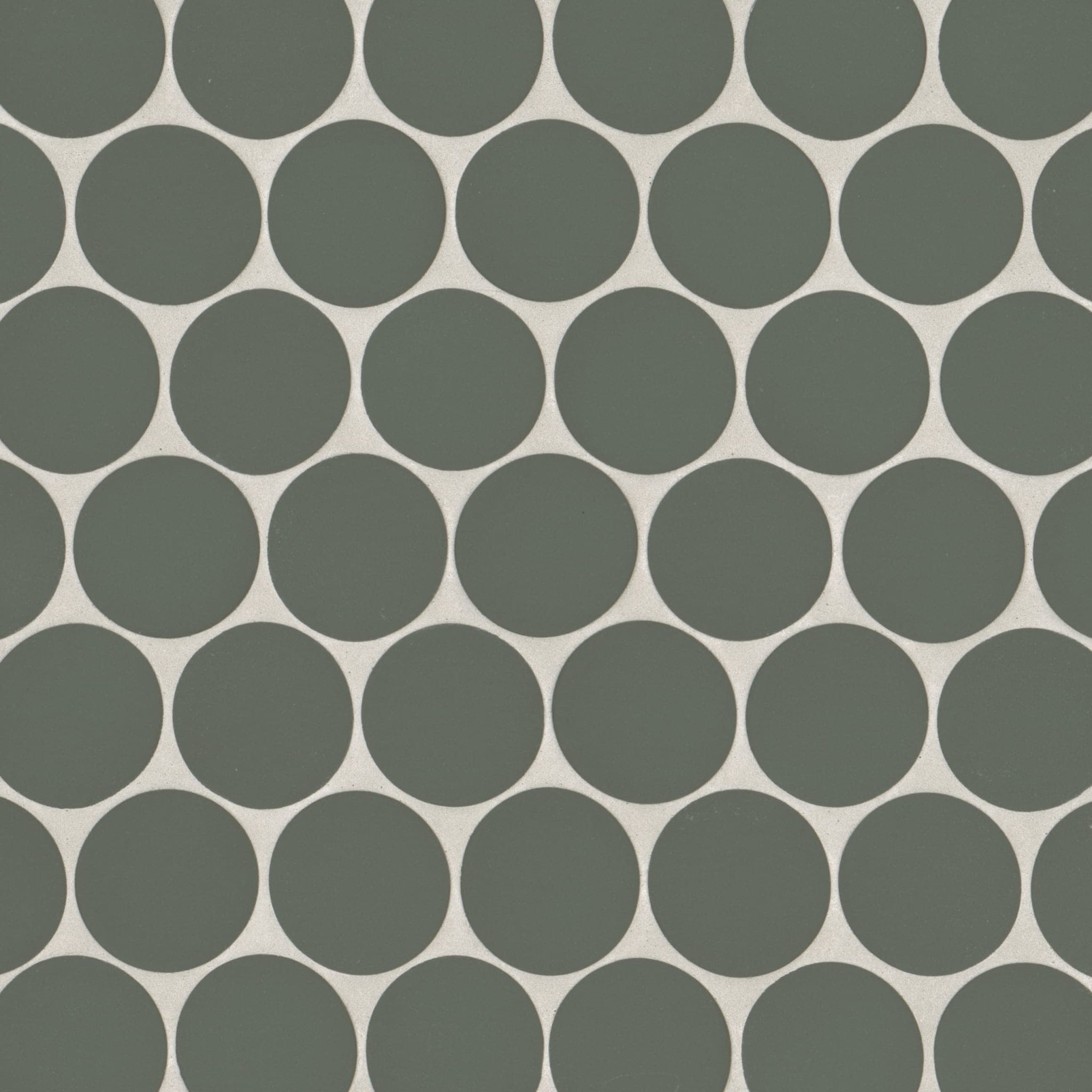 Makoto 2" Round Matte Porcelain Mosaic Tile in Midori Green