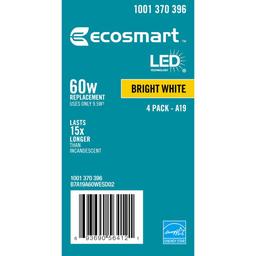 EcoSmart 60-Watt Equivalent A19 Dimmable Energy Star LED Light Bulb in Bright White (8-Pack) - ornnnlodpicxpmmbcrye@2x.jpg