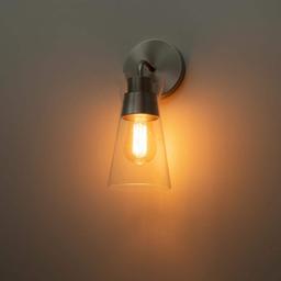 1-Light Brushed Nickel Wall Sconce with Clear Glass - ow602wsiubb2xrhgnao1@2x.jpg