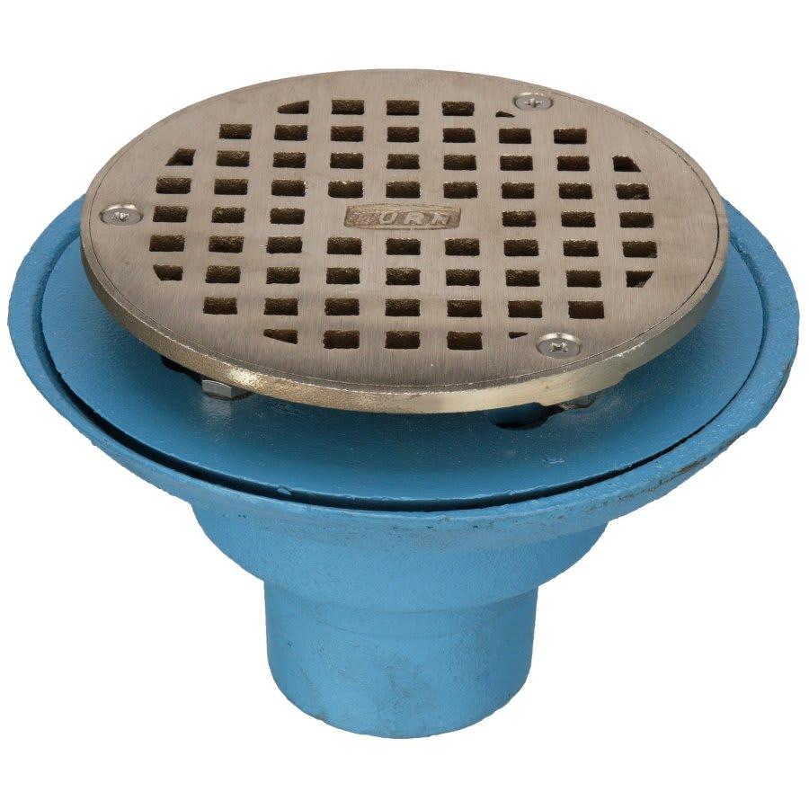 Round Shower Drain, 6-3/8 in OD, 2 in, No-Hub, 5-3/16 in, Nickel Bronze Grid, Cast Iron Drain - owa4sxdbleyv68oybfqd@2x.jpg