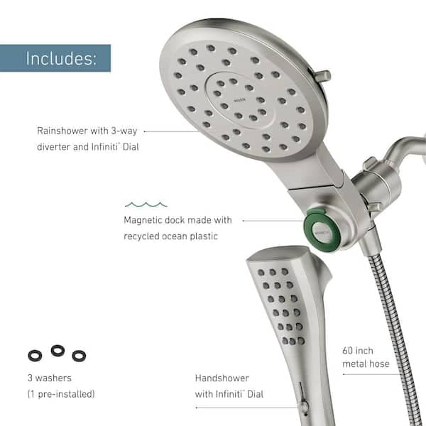 MOEN Verso 8-Spray 7 in. Dual Wall Mount Fixed and Handheld Shower Head with Infiniti Dial in Spot Resist Brushed Nickel 220C2SRN - p94ejwarwgjqvpp2ltox@2x.jpg