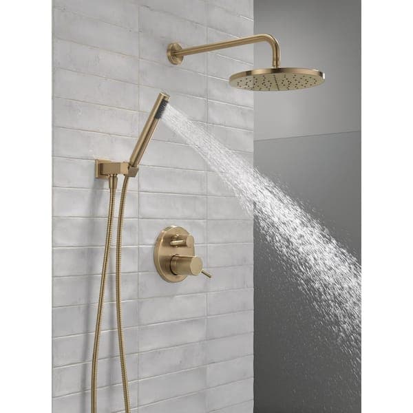 Delta Modern Gold 1-Spray Raincan Wall Mount Fixed and Handheld Shower Head 1.75 GPM in Champagne Bronze 342702-CZ - p9oucbi1o7ypvupm50my@2x.jpg