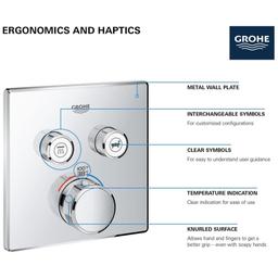 Grohtherm Two Function Thermostatic Valve Trim Only with Triple Knob / Push Button Handles, Integrated Diverter, and Volume Control - Less Rough In - pcm2jksvbjm5vdfamo2j@2x.jpg