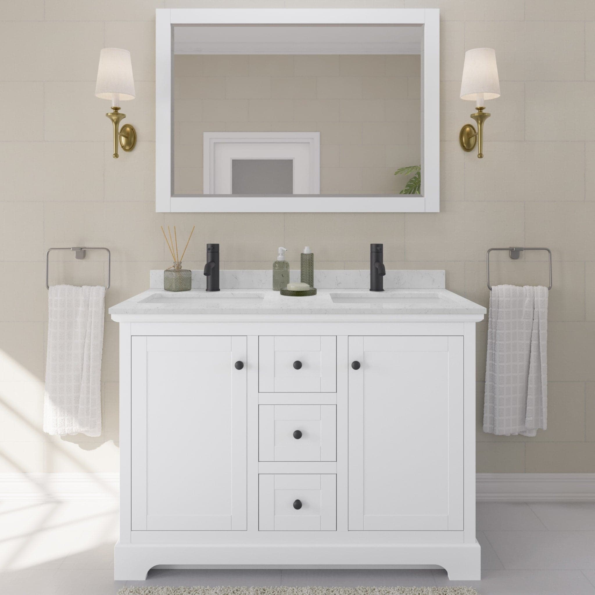 Avery Double Bathroom Vanity - 48W x 35H x 22D