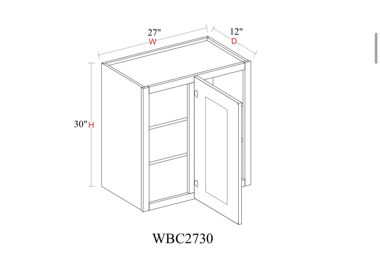 Wall Blind Corner Cabinet - 27"W x 30"H x 12"D