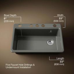 Riverby 33" Undermount Single Basin Enameled Cast Iron Workstation Kitchen Sink with Utility Rack, Sink Rack and Colander, and Intregral Cutting Board - pibsp812g8xvueslad5o@2x.jpg
