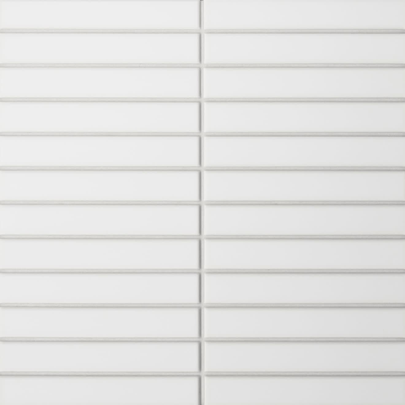Le Cafe White 1x6 Straight Stack Mosaic Matte
