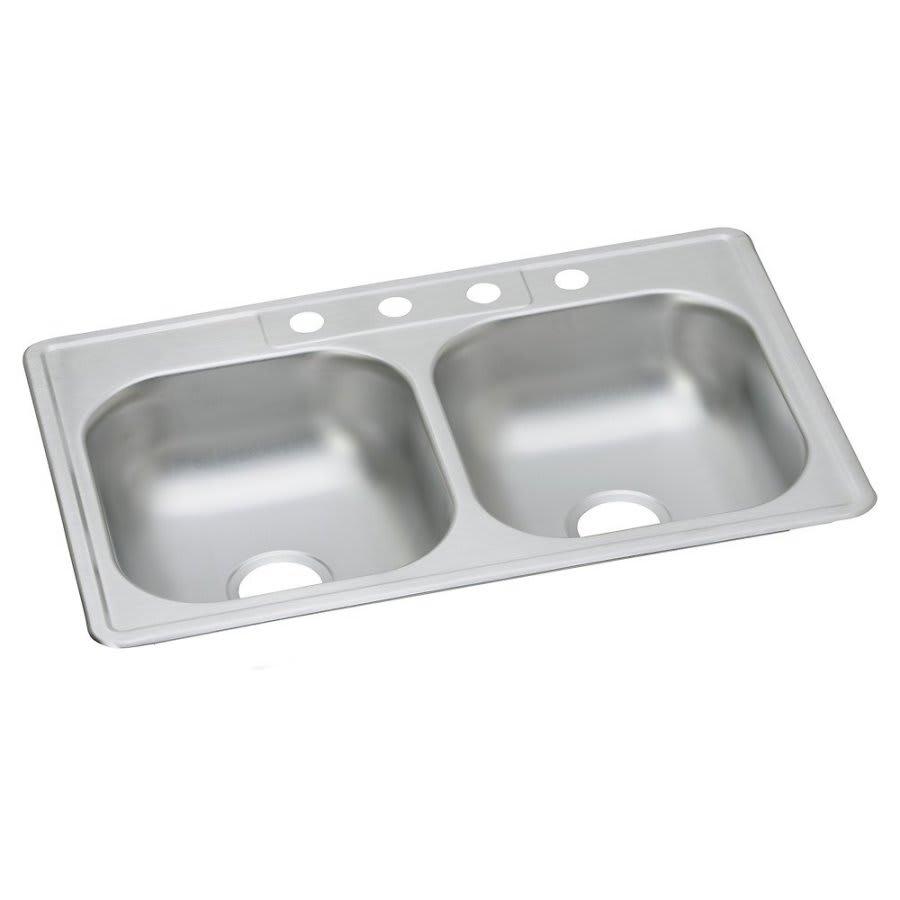 Dayton® Double Bowl Kitchen Sink, Top Mount, ADA, 33 x 22 in, 6-3/8 in Bowl Depth, 4-Hole, 22 ga Satin Steel, Stainless - plhqyefmck5xmo7x7uro@2x.jpg