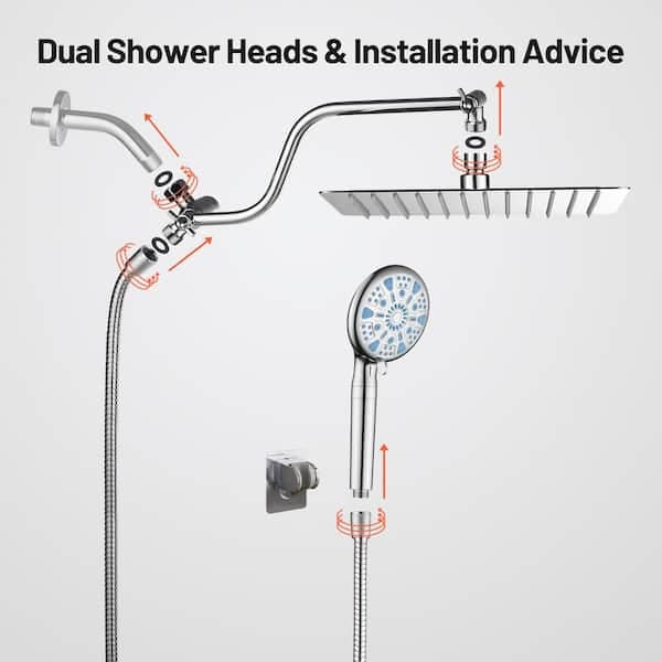 Heemli 9-Spray Rainfull 2-in-1 Patterns Adjustable Fixed Shower Head with Filter 1.8 GPM and Handheld Shower Head in Chrome KFA12C - pmhivpsvbj9duand8am4@2x.jpg