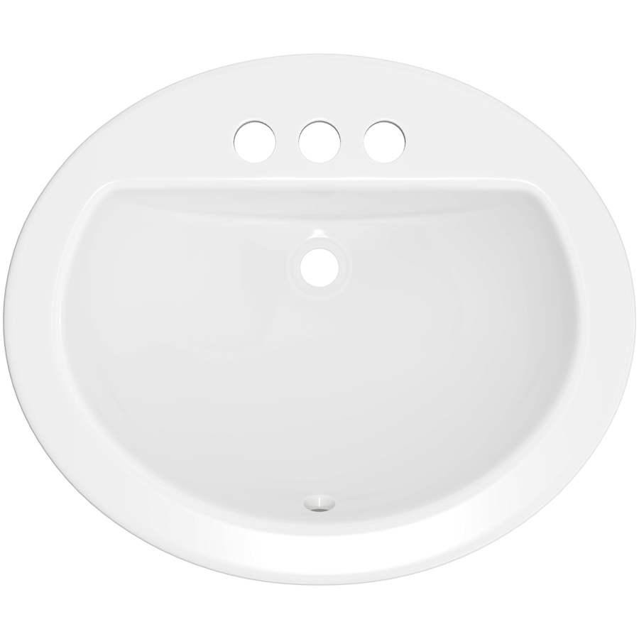 Rockaway 19" Oval Vitreous China Drop In Bathroom Sink with Overflow and 3 Faucet Holes at 4" Centers