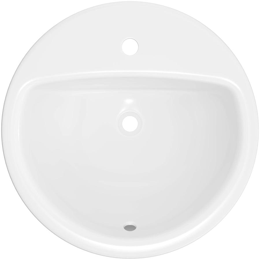 Rockaway 19" Circular Vitreous China Drop In Bathroom Sink with Overflow and 1 Faucet Hole at 0" Centers