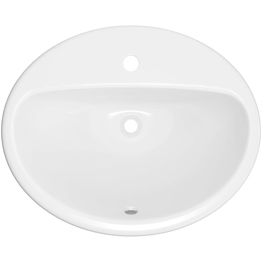 Rockaway 20-1/2" Oval Vitreous China Drop In Bathroom Sink with Overflow and 1 Faucet Hole at 0" Centers