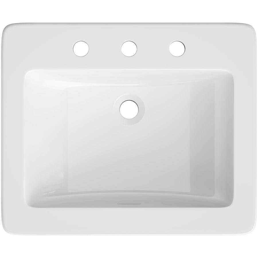 Hoffman 21" Rectangular Vitreous China Drop In Bathroom Sink with Overflow and 3 Faucet Holes at 8" Centers