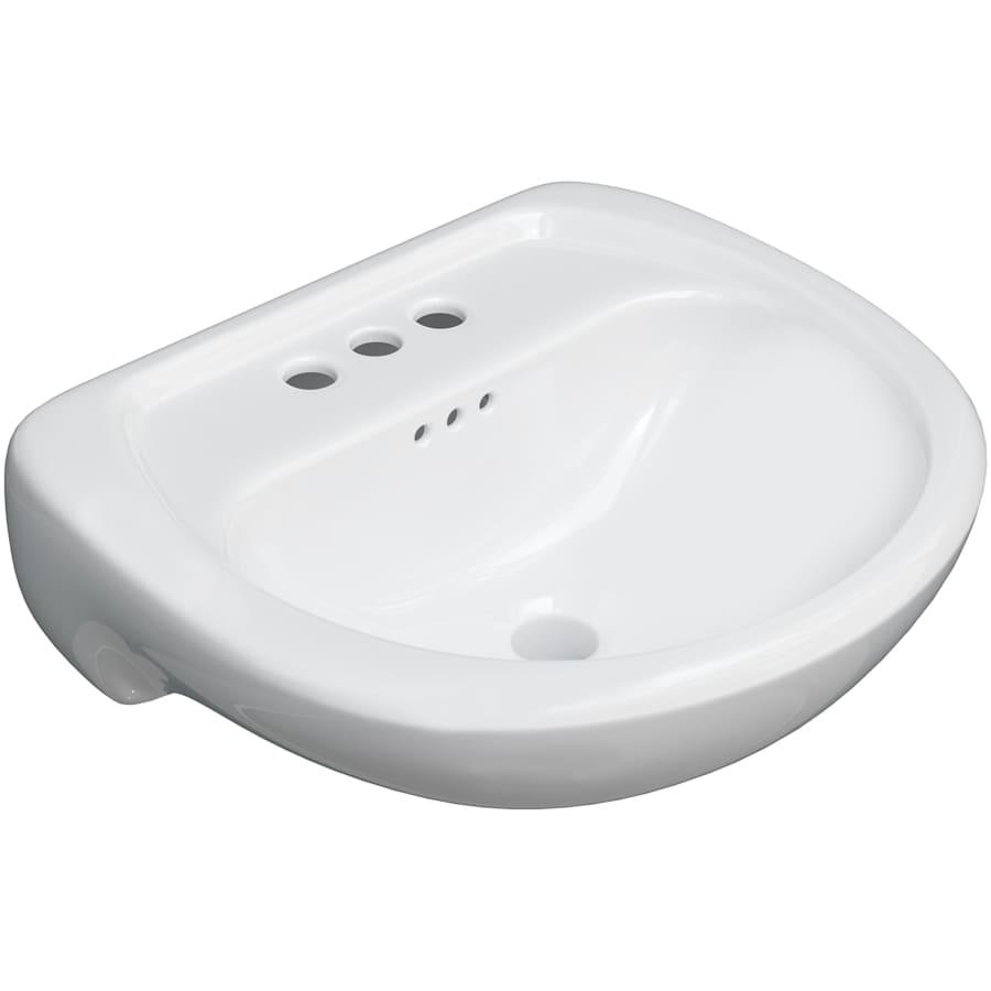 Lisbon Valley 20-1/4" Oval Vitreous China Pedestal Bathroom Sink with Overflow and 3 Faucet Holes at 4" Centers