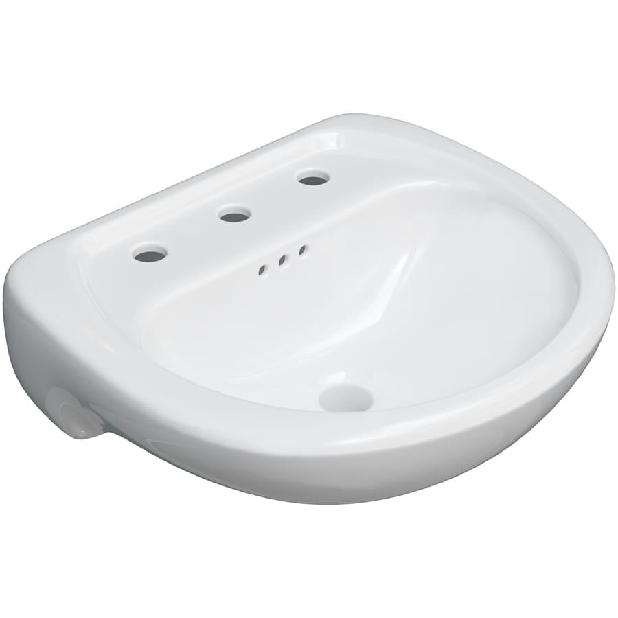 Lisbon Valley 20-1/4" Oval Vitreous China Pedestal Bathroom Sink with Overflow and 3 Faucet Holes at 8" Centers