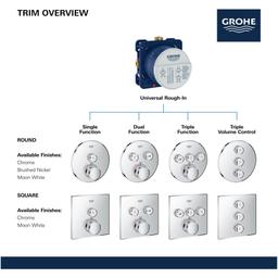 Grohtherm Three Function Thermostatic Valve Trim Only with Four Knob / Push Button Handles, Integrated Diverter, and Volume Control - Less Rough In - psxrjnxislqwposm5lox@2x.jpg