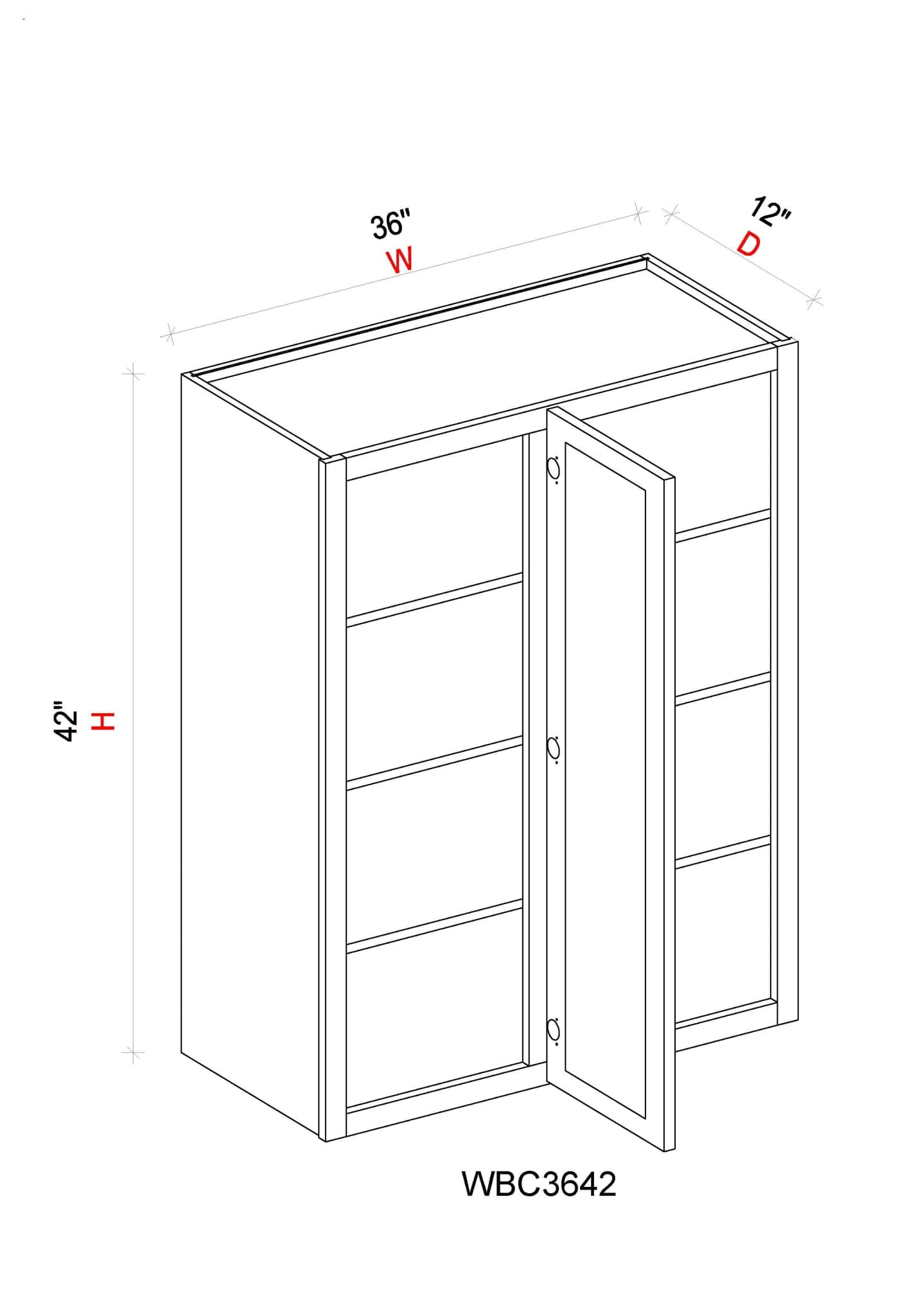Wall Blind Corner Cabinet - 36"W x 42"H x 12"D