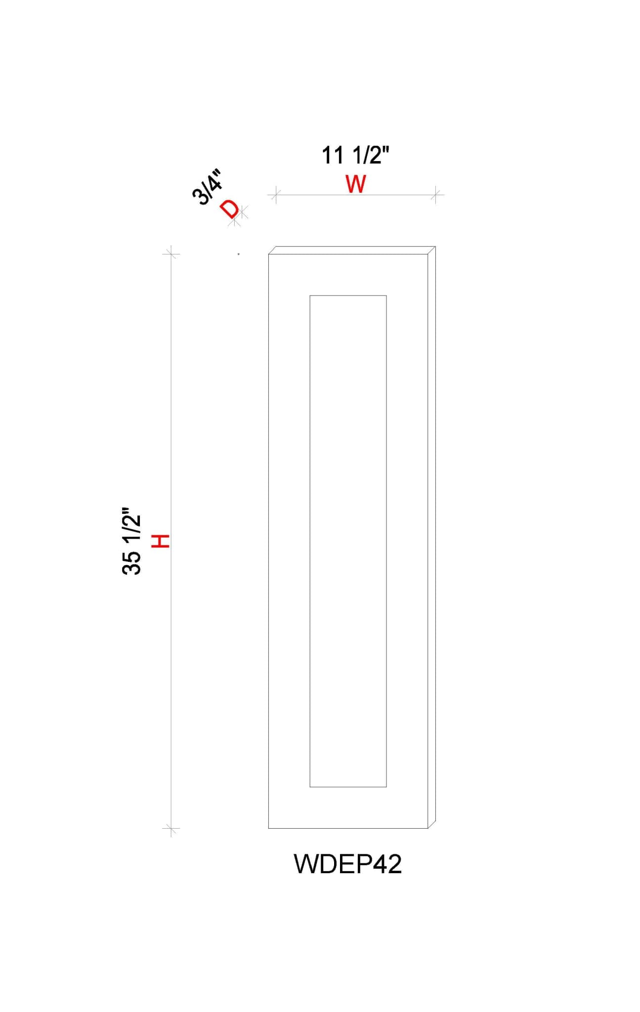 Wall Decorative End Panel - 11 1/2"W * 41- 1/2"H * 3/4"D