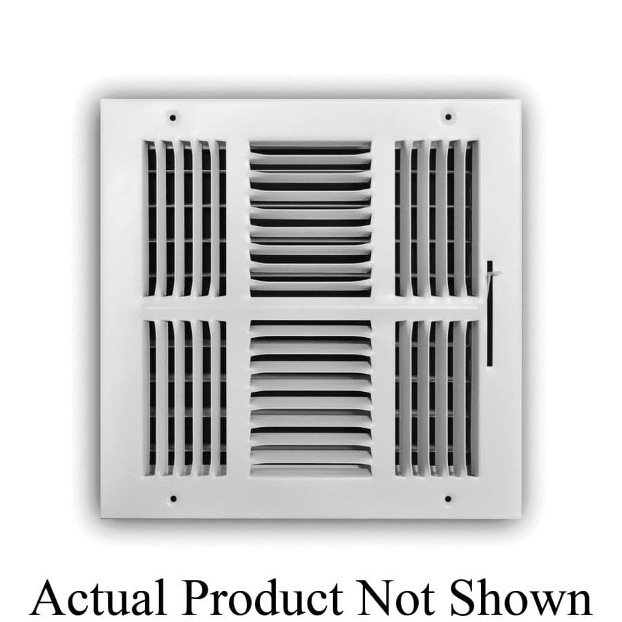 4-Way Down Face Supply Register, 8 x 8 in, 1/2 in Spacing, Multi Shutter Damper, Steel, White