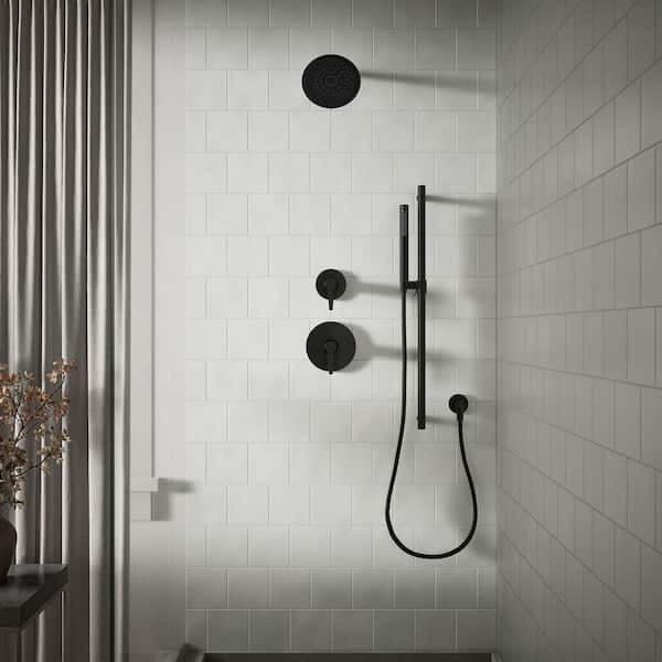 KOHLER Cursiva 3-Spray Patterns 6.75 in. Wall Mount Fixed Showerhead in Matte Black R27875-G-BL - pza3faojcwnvasmxnu4b@2x.jpg