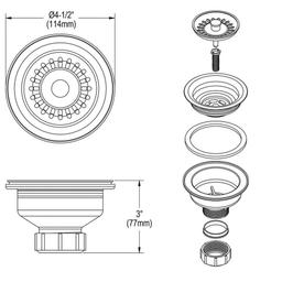 Drain Fitting With Removable Basket Strainer and Rubber Stopper, Caviar - pzb7jhf130izxoocqpsa@2x.jpg