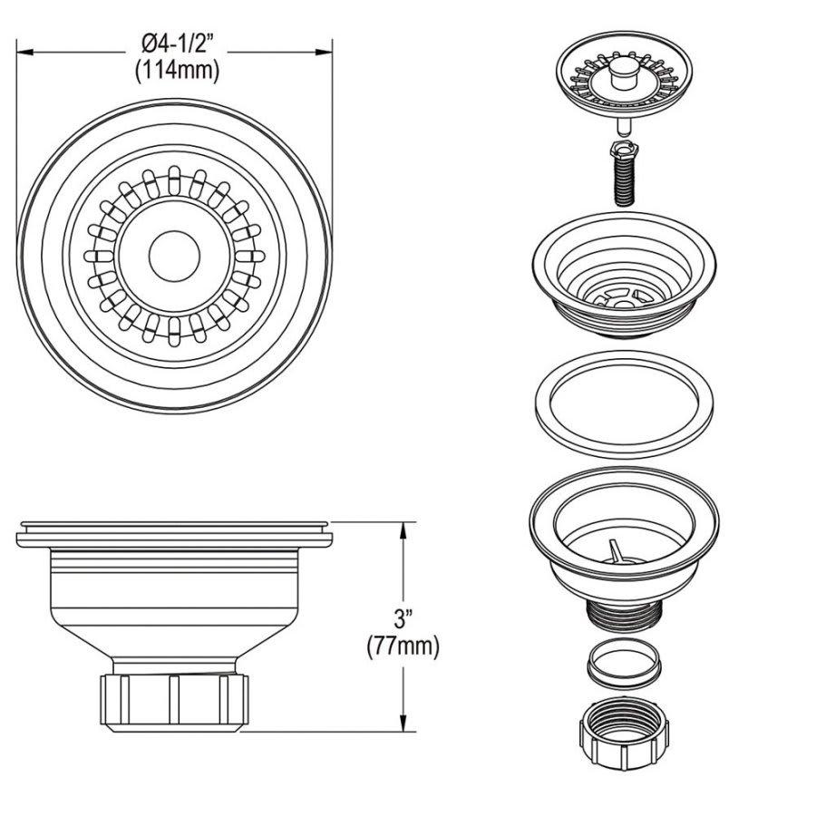 Drain Fitting With Removable Basket Strainer and Rubber Stopper, Caviar - pzb7jhf130izxoocqpsa@2x.jpg