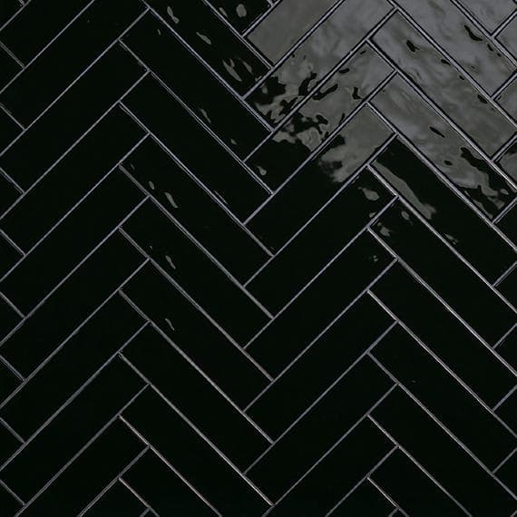 Stagecraft Black Rectangle, Undulated 3X12 Glossy