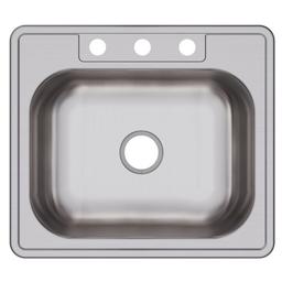 Dayton® Single Bowl Kitchen Sink, Top Mount, 25 x 22 in, 8 in Bowl Depth, 3-Hole, 20 ga Elite Satin Steel, Stainless - q0mo8fkkkbp9gsgdbgnn@2x.jpg