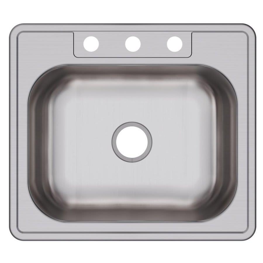 Dayton® Single Bowl Kitchen Sink, Top Mount, 25 x 22 in, 8 in Bowl Depth, 3-Hole, 20 ga Elite Satin Steel, Stainless - q0mo8fkkkbp9gsgdbgnn@2x.jpg