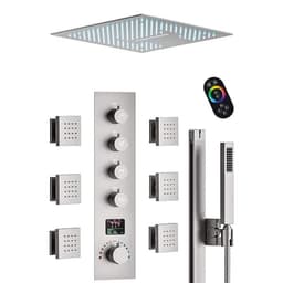 YAWWALK Thermostatic 15-Spray 16 in. Ceiling Mount Square LED Mood Lighting Shower System with Valve in Brushed Nickel CR1-S027-16NI-1 - q1vw62ylyuipptk9oxgq@2x.jpg