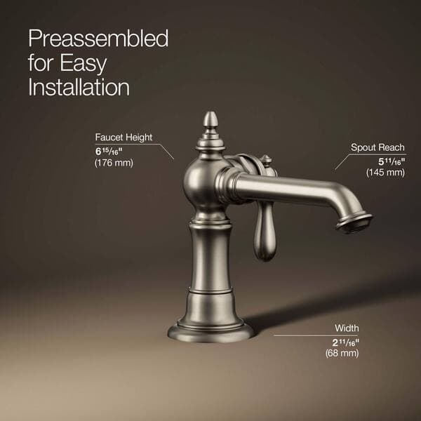 KOHLER Artifacts Single Hole Single-Handle Bathroom Faucet in Vibrant Brushed Nickel K-72762-9M-BN - q7bjt7da5mtqbdqv5kgk@2x.jpg