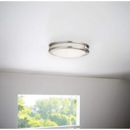 Hampton Bay Flaxmere 12 in. Brushed Nickel Dimmable LED Integrated Flush Mount with Frosted White Glass Shade - qb9fk786j3dpm5eys70n@2x.jpg