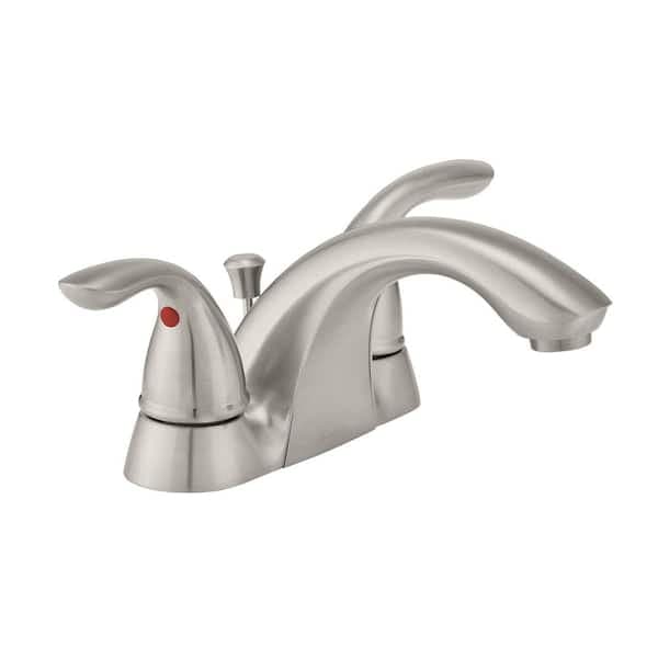 Glacier Bay Builders 4 in. Centerset Double Handle Low-Arc Bathroom Faucet in Brushed Nickel HD67091W-6B04 - ql3nc44wbtx19tqdnd8k@2x.jpg