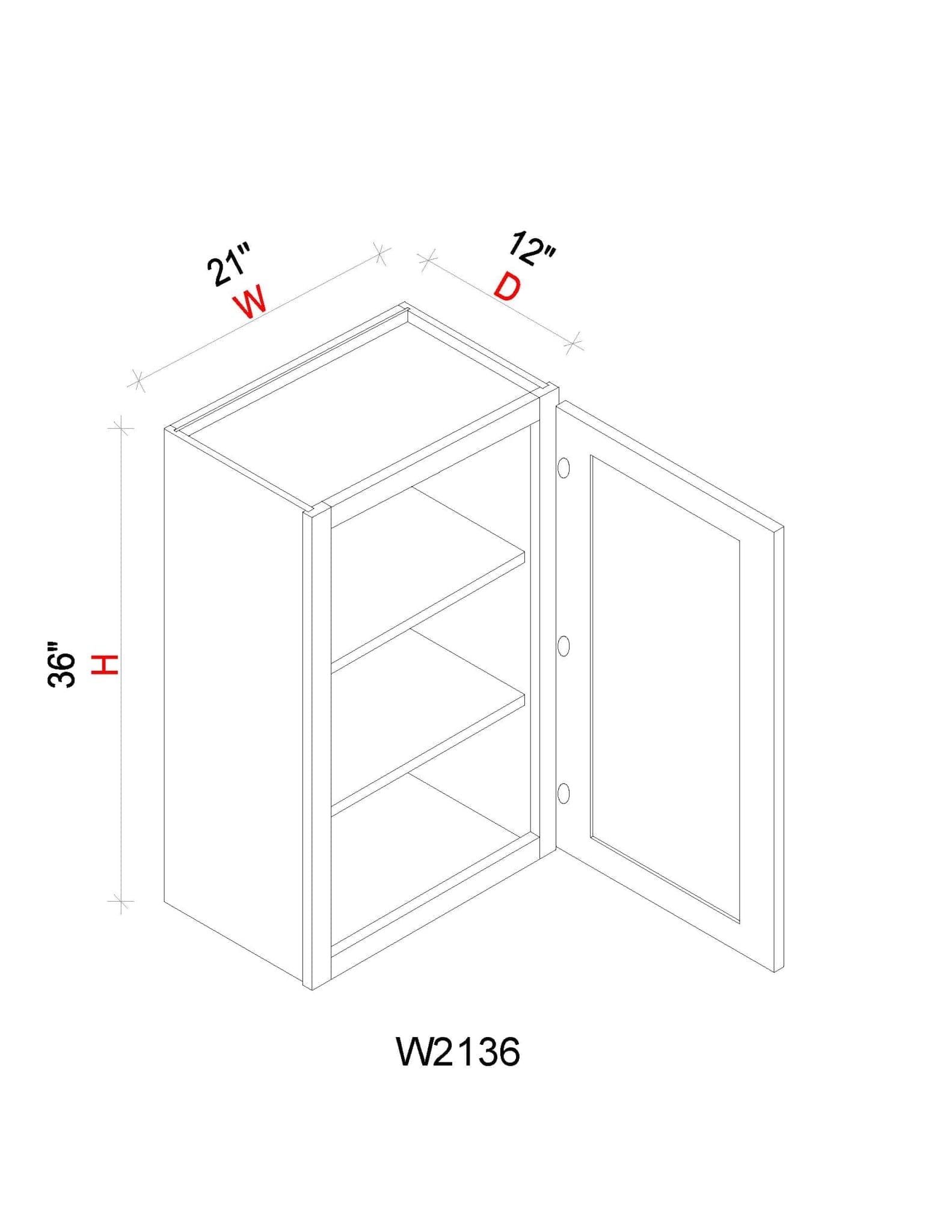 Wall Cabinet - 21"W x 36"H x 12"D