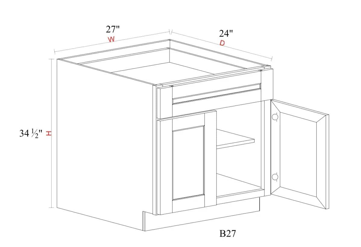 Base Cabinet - 27"W x 34- 1/2"H x 24"D