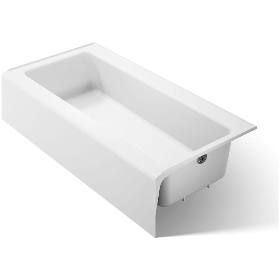 Bellwether Bath Tub 60" L x 30 1/4" W Cast Iron Soaking for Three Wall Alcove Installations with Integral Apron and Right Drain