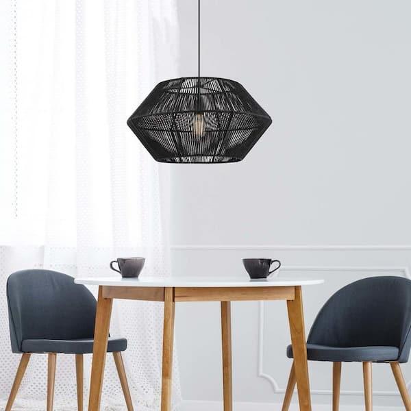 Terra 1-Light Matte Black Chandelier with Natural Twine Shade and Designer Black Cloth Hanging Cord - qwzorwwpglazxajcnklh@2x.jpg