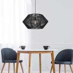 Terra 1-Light Matte Black Chandelier with Natural Twine Shade and Designer Black Cloth Hanging Cord - qwzorwwpglazxajcnklh@2x.jpg