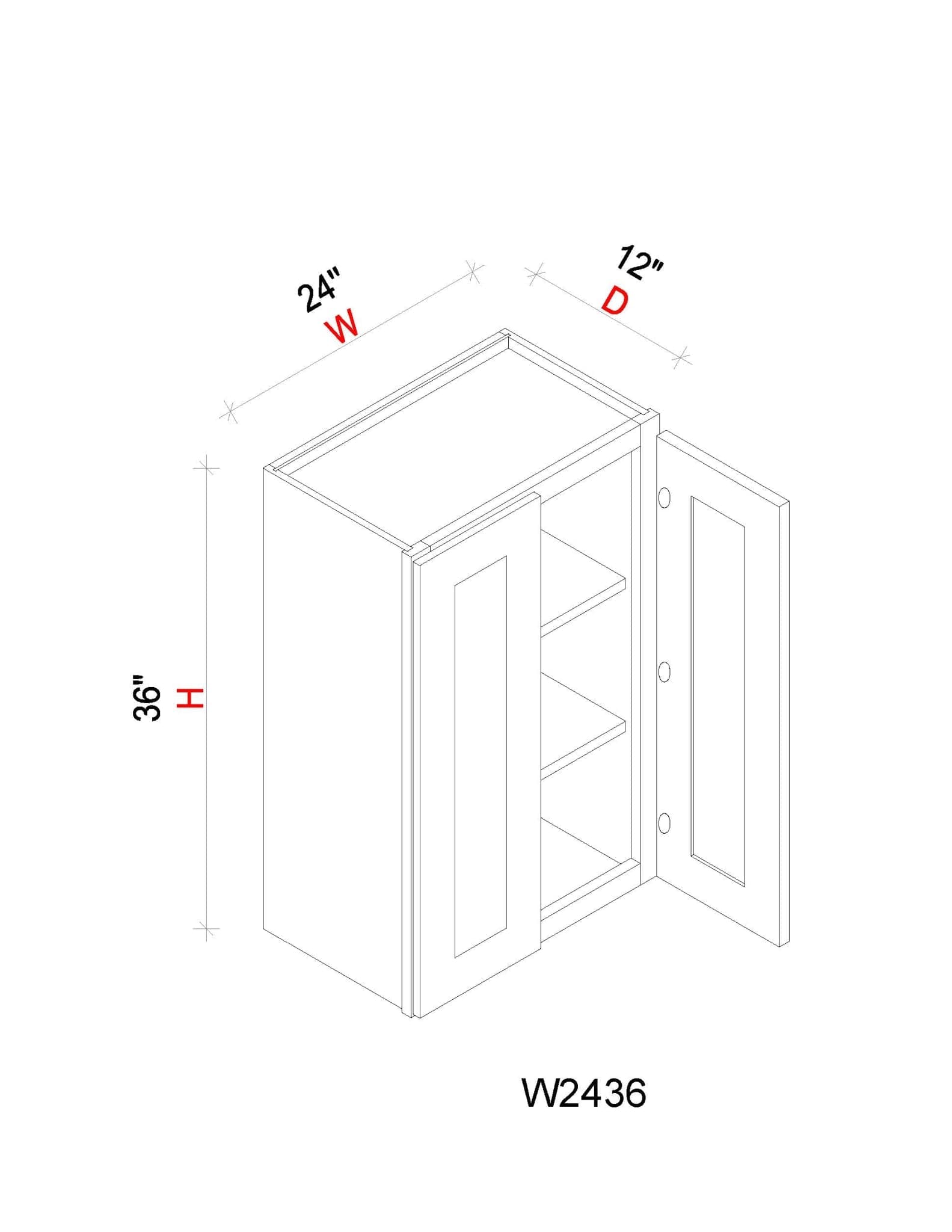 Wall Cabinet - 24"W x 36"H x 12"D