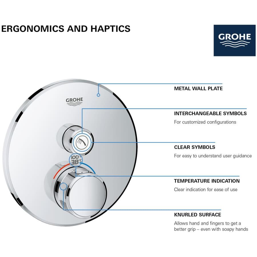 Grohtherm Single Function Thermostatic Valve Trim Only with Double Knob Handles and Volume Control - Less Rough In - rdynaali3iuaqjgoqord@2x.jpg