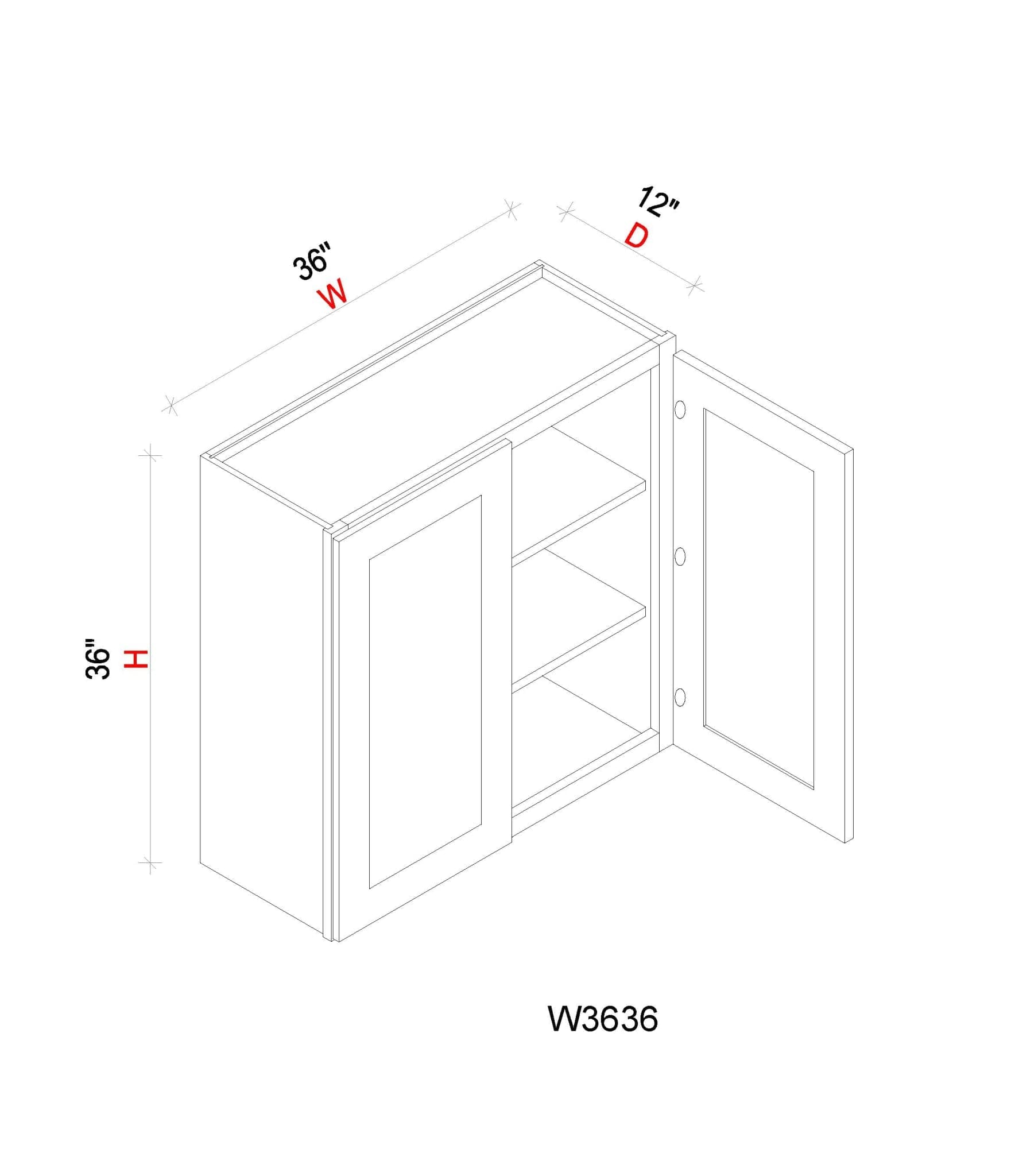 Wall Cabinet - 36"W x 36"H x 12"D