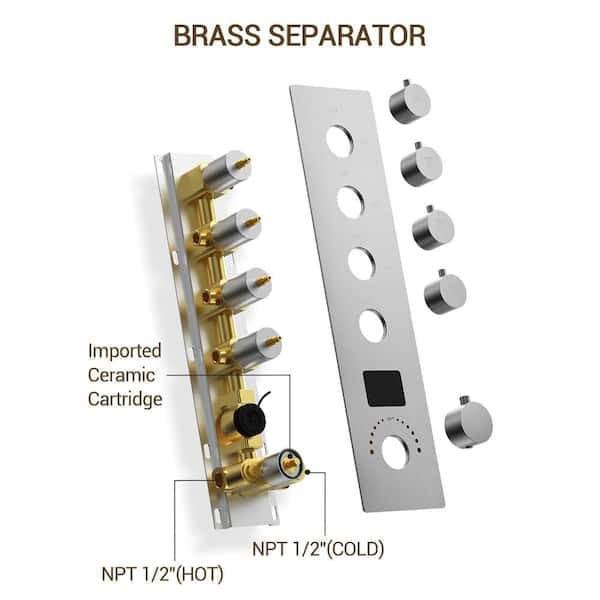 YAWWALK Thermostatic 15-Spray 16 in. Ceiling Mount Square LED Mood Lighting Shower System with Valve in Brushed Nickel CR1-S027-16NI-1 - rfilmjqhdlwf6adeehll@2x.jpg