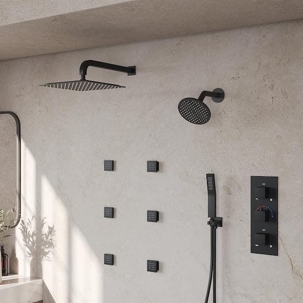 GRANDJOY ZenithRain Thermostatic Dual Showers 8-spray 12 in. Shower System with Hand Shower in Matte Black Valve Included SGF10GJ-17-BL12 - rgq4yzdsgvzuzvxzwcgi@2x.jpg