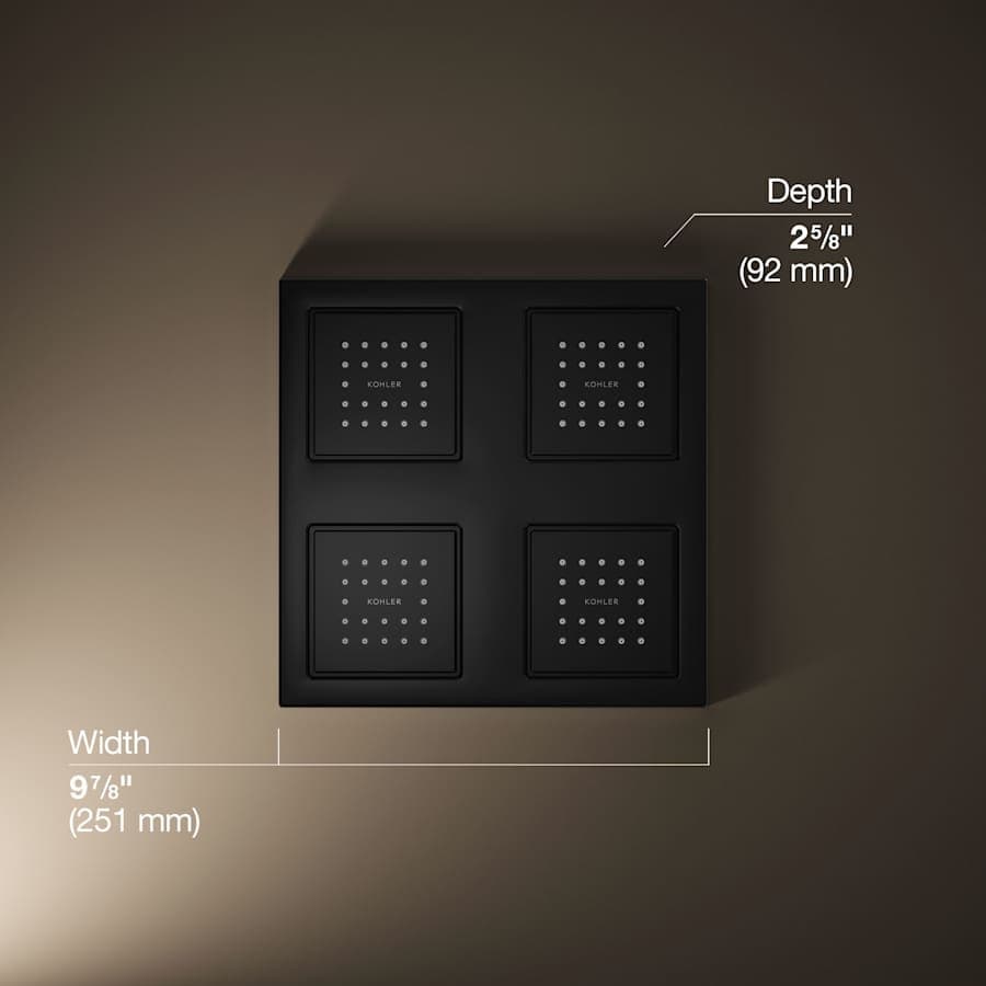 WaterTile Rain 9-7/8" Square 2.4 GPM Overhead Showering Panel with Four 22-Nozzle Fully Adjustable Sprayheads Featuring MasterClean Sprayfaces - rh05te5noy41gbjkuvan@2x.jpg