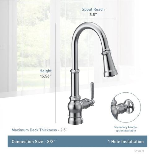 Paterson 1.5 GPM Single Hole Pull Down Kitchen Faucet with Duralast Cartridge and Reflex, PowerBoost, and Duralock Technologies - rh9rnflhhakyywqwrwng_x500.jpg