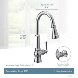Paterson 1.5 GPM Single Hole Pull Down Kitchen Faucet with Duralast Cartridge and Reflex, PowerBoost, and Duralock Technologies - rh9rnflhhakyywqwrwng_x500.jpg