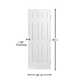 36 in. x 80 in. 6 Panel Left-Handed Hollow-Core Textured Primed Composite Single Prehung Interior Door - rj5dwqxewyzgx0ly1ztx@2x.jpg